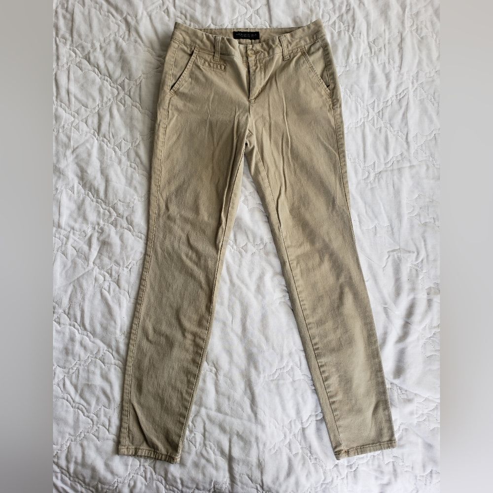 Aeropostale Low-rise Khaki Skinny Jeans, Cotton Stretch, Ankle Length Tan Pants